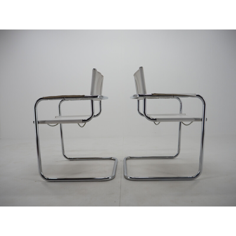 Paar vintage chroomleren fauteuils