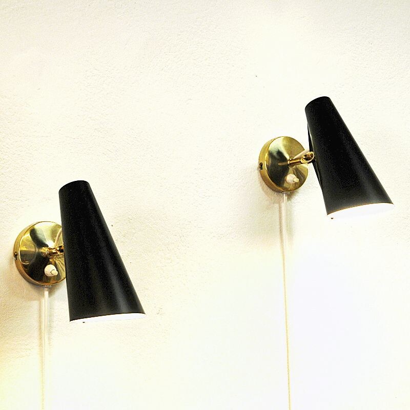 Pair of vintage adjustable bird wall sconces by Birger Dahl Norway 1952