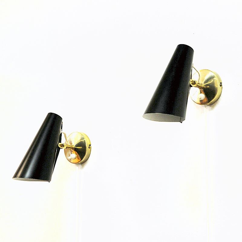 Pair of vintage adjustable bird wall sconces by Birger Dahl Norway 1952