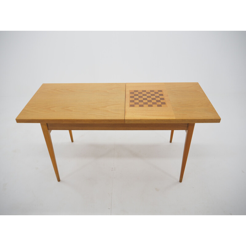 Vintage wooden chess table, Czechoslovakia