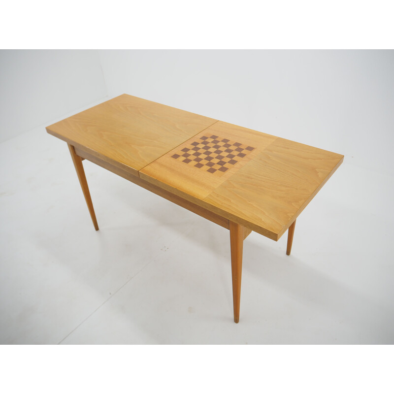 Mesa de ajedrez vintage de madera, Checoslovaquia