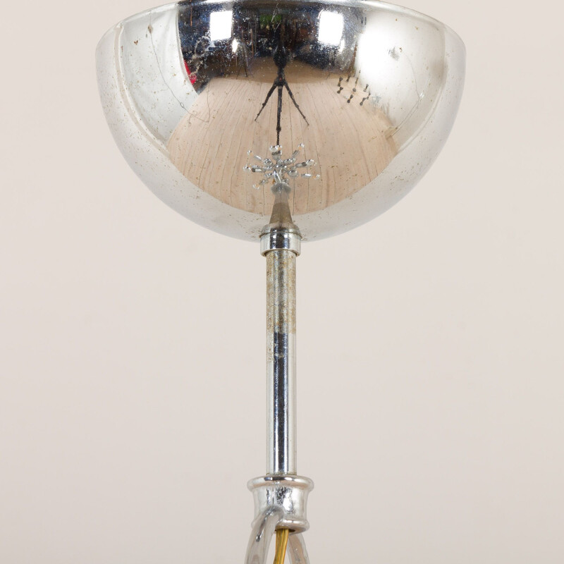 Lampe Spoutnik vintage de l'ère spatiale Lustre chromé Italie 1970