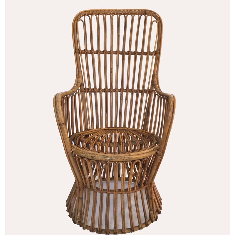 Vintage rattan armchair by Dal Vera Italy 1950