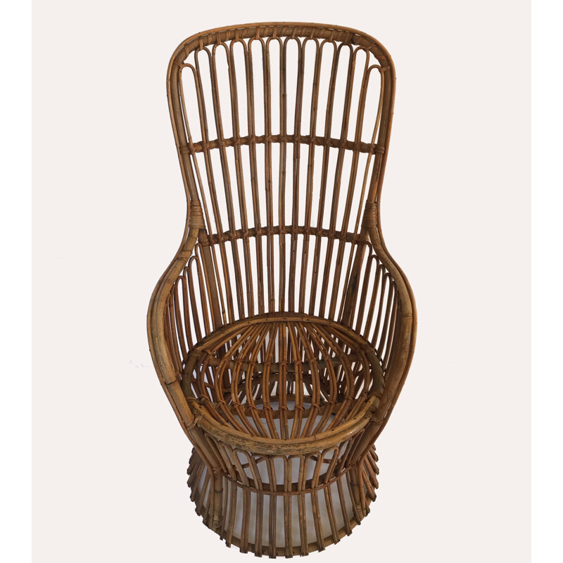 Vintage rattan armchair by Dal Vera Italy 1950