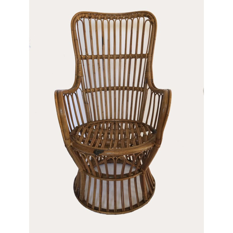 Vintage rattan armchair by Dal Vera Italy 1950