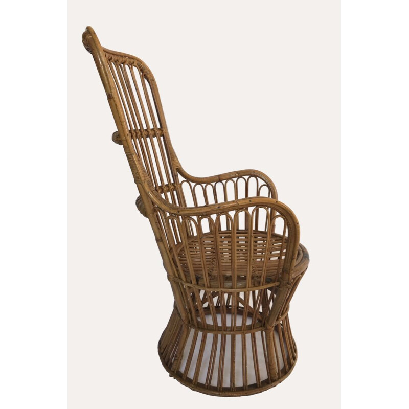 Vintage rotan fauteuil van Dal Vera Italië 1950