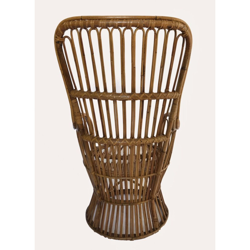 Vintage rattan armchair by Dal Vera Italy 1950