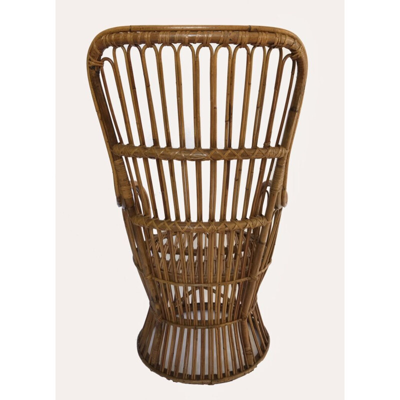 Poltrona Vintage rattan de Dal Vera Itália 1950