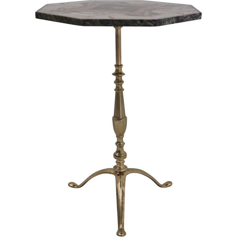 Vintage Maison Charles side table granite & gilt bronze French 1940s