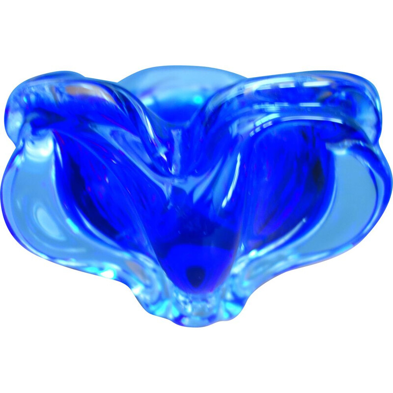 Vintage Blue glass bowl by Josef Hospodka 1960s