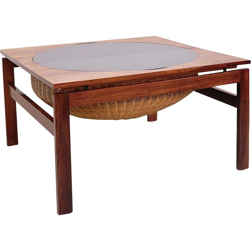Vintage Brazilian rosewood sewing table 1960s