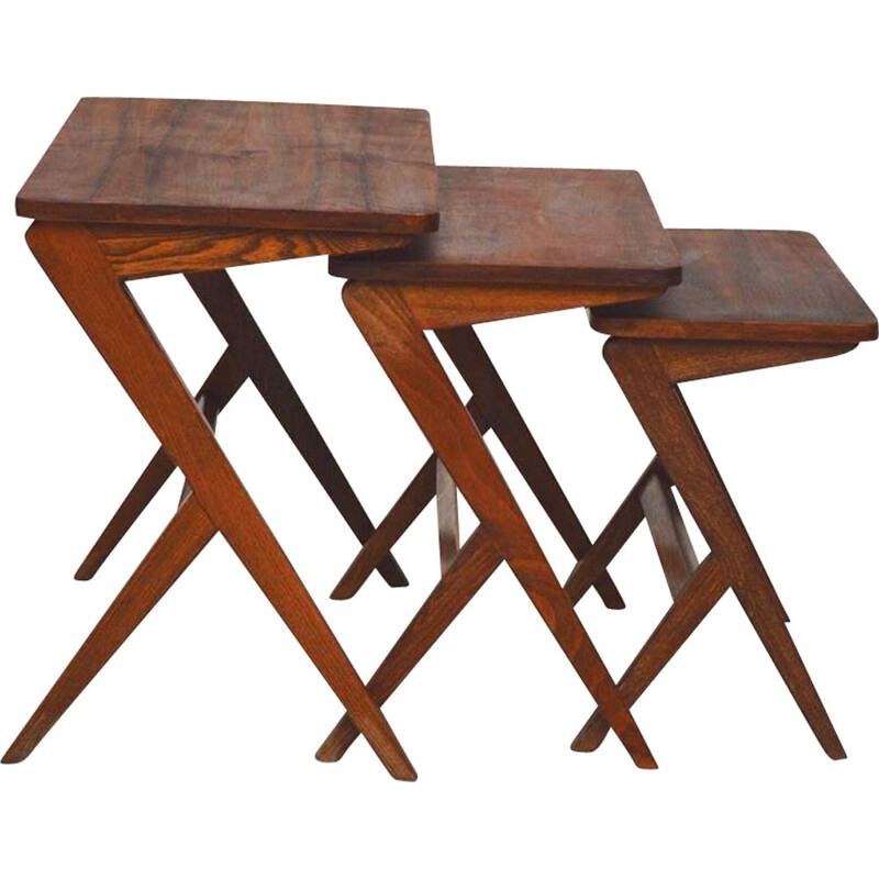 Tables gigognes vintage danoises en palissandre 1960