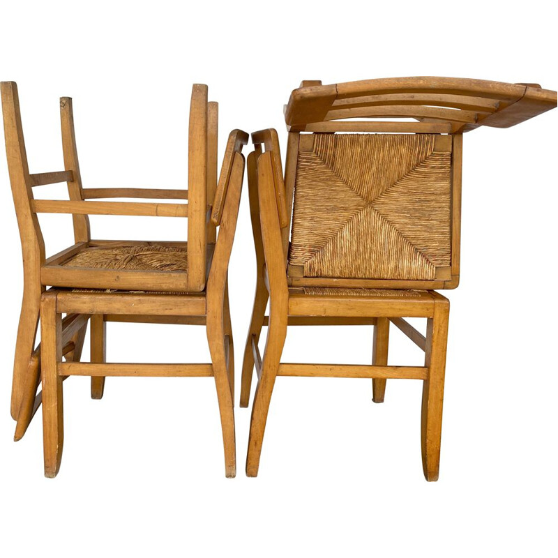 Set of 4 vintage chairs Pierre Cruège 1950s