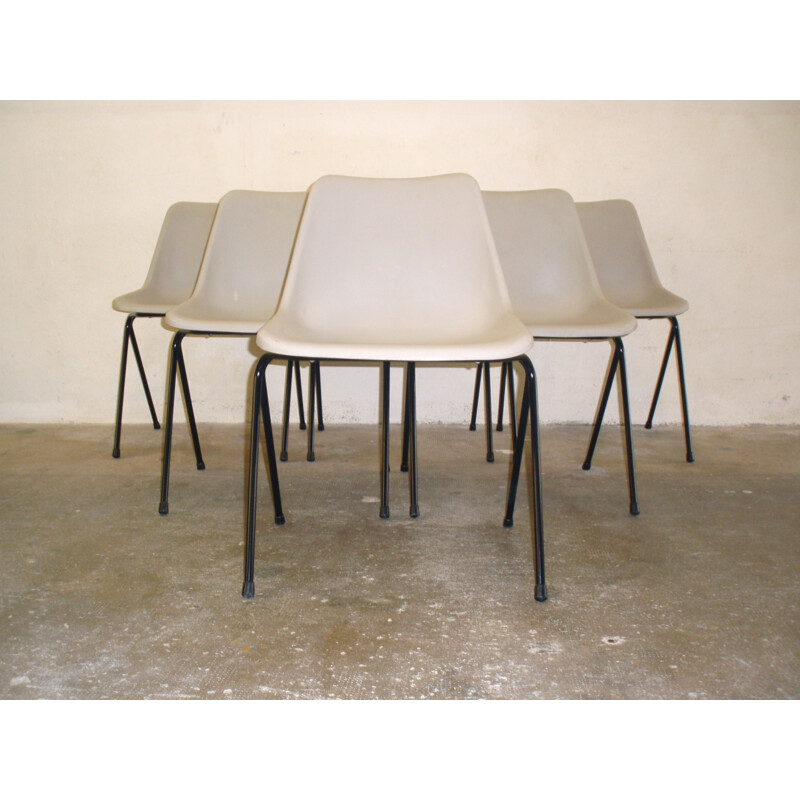 Set of 6 Hille chairs "Polyprop" in plastic, Robin DAY - 1960s