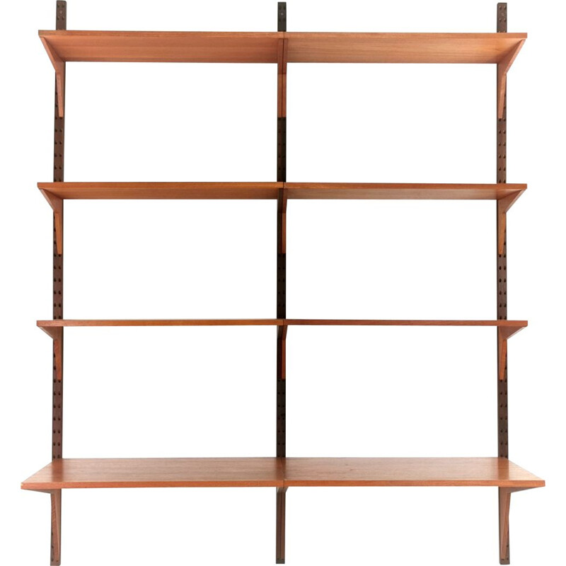 Vintage teak wall bookcase Poul Cadovius Denmark 1960