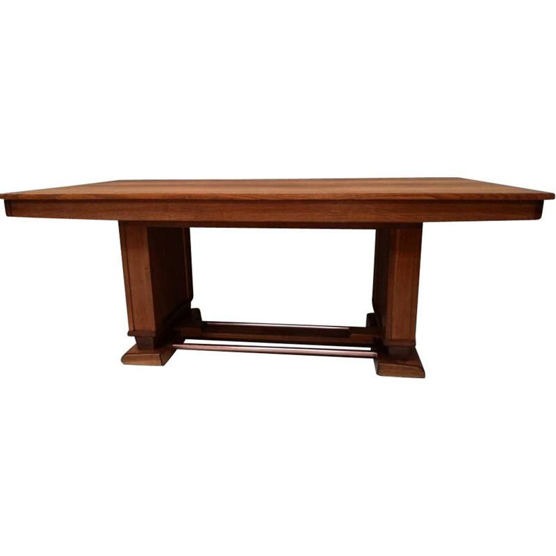 Vintage oak table by Charles Dudouyt, Art Déco 1940