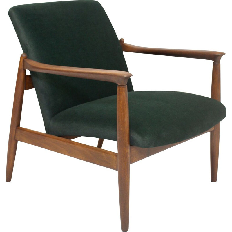 Vintage green velvet armchair by Edmund Homa 1960