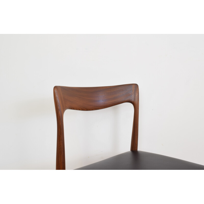Ensemble de 6 chaises vintage danoises en teck et cuir par Arne Vodder pour Vamo 1960