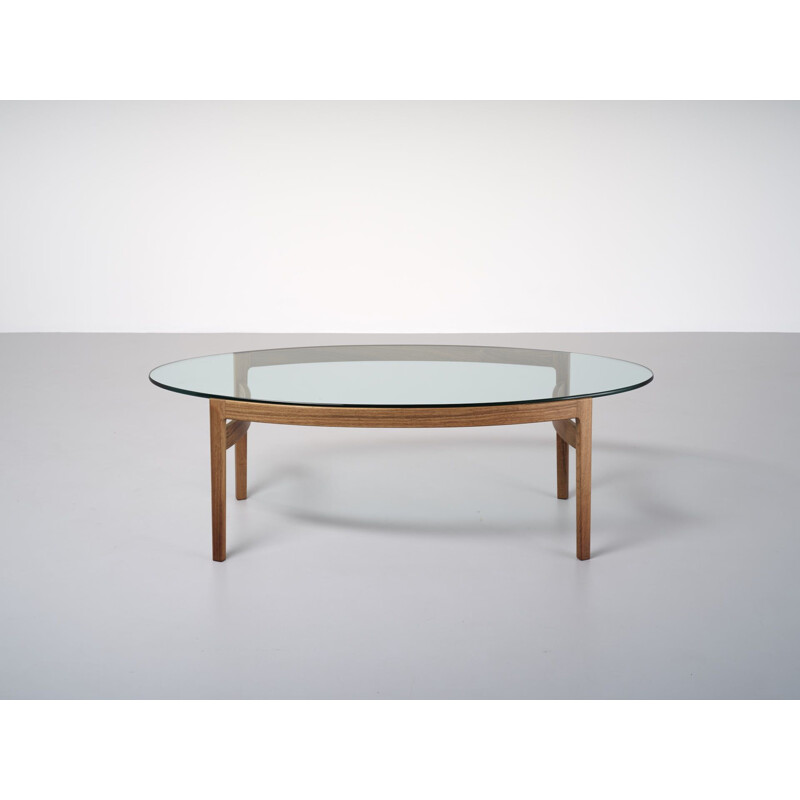 Vintage elliptical coffee table by Ib Kofod-Larsen for Fröscher Germany 1970