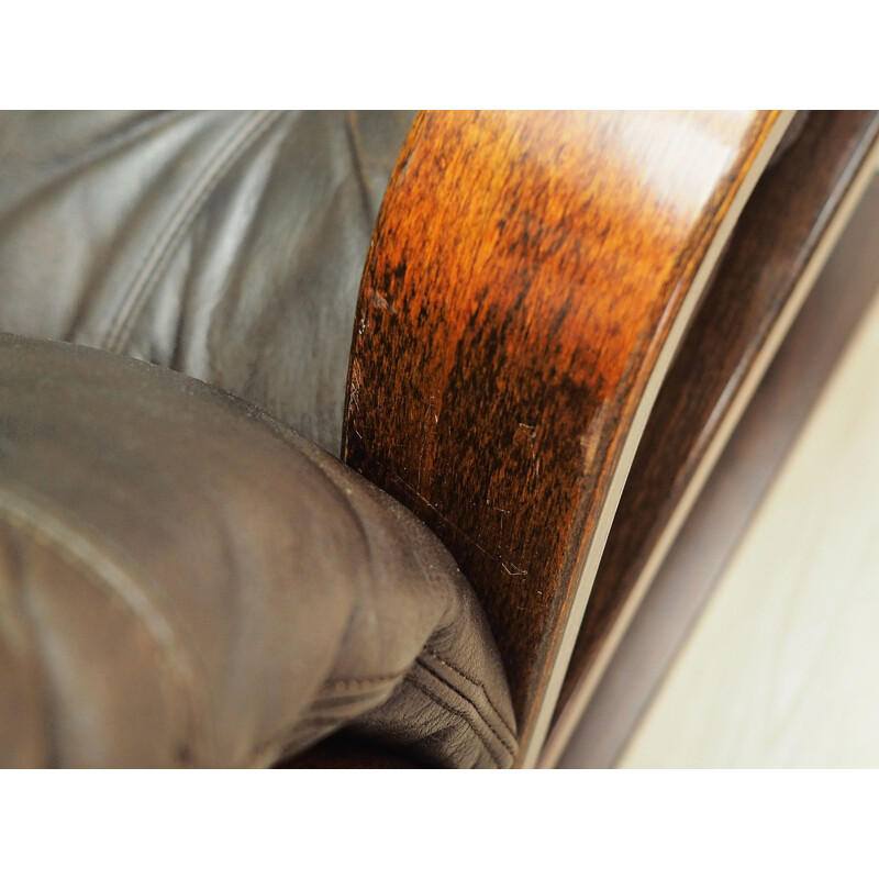 Vintage brown leather armchair Denmark 1970