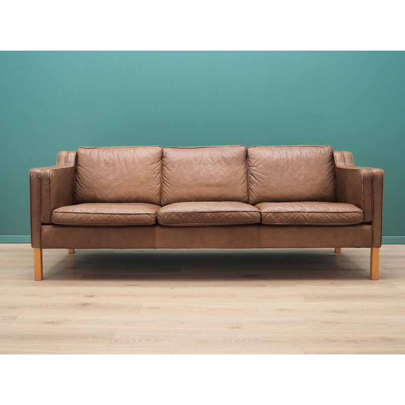 Vintage brown leather sofa Mogensen Koch Denmark 1960