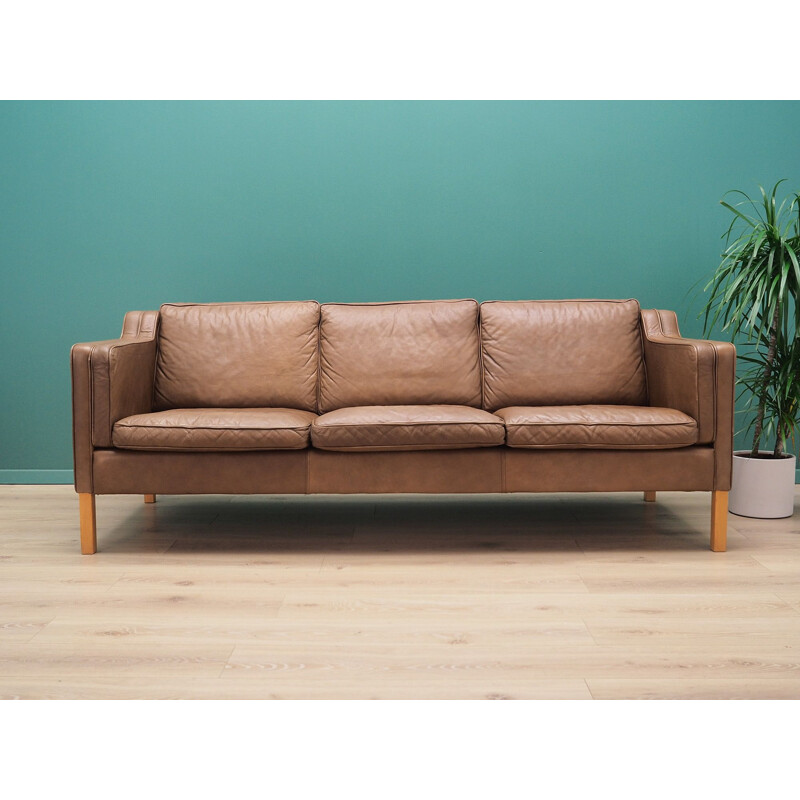 Vintage brown leather sofa Mogensen Koch Denmark 1960