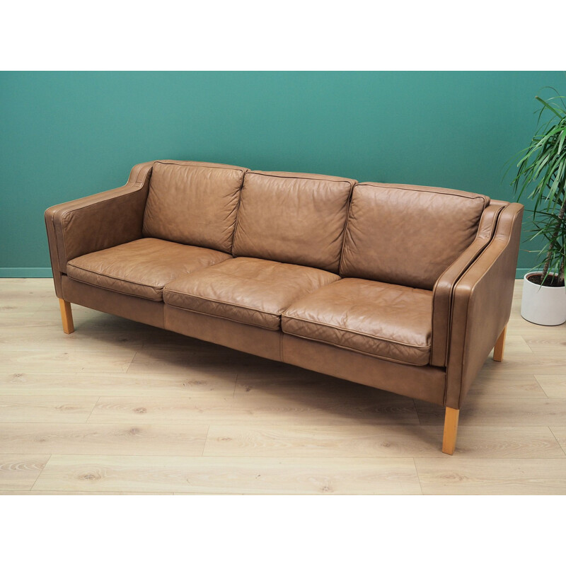 Vintage brown leather sofa Mogensen Koch Denmark 1960