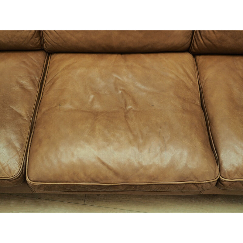 Vintage brown leather sofa Mogensen Koch Denmark 1960