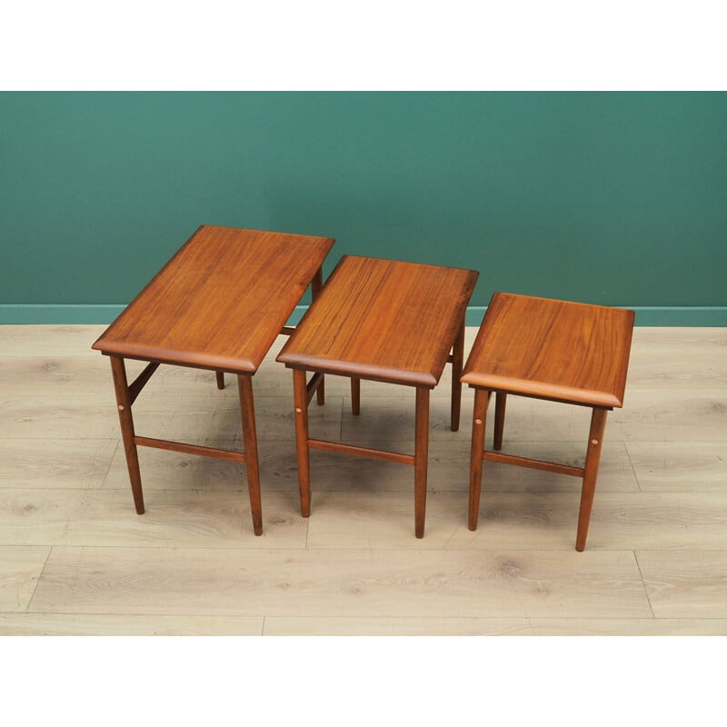 Set of 3 vintage Danish teak nesting tables 1970