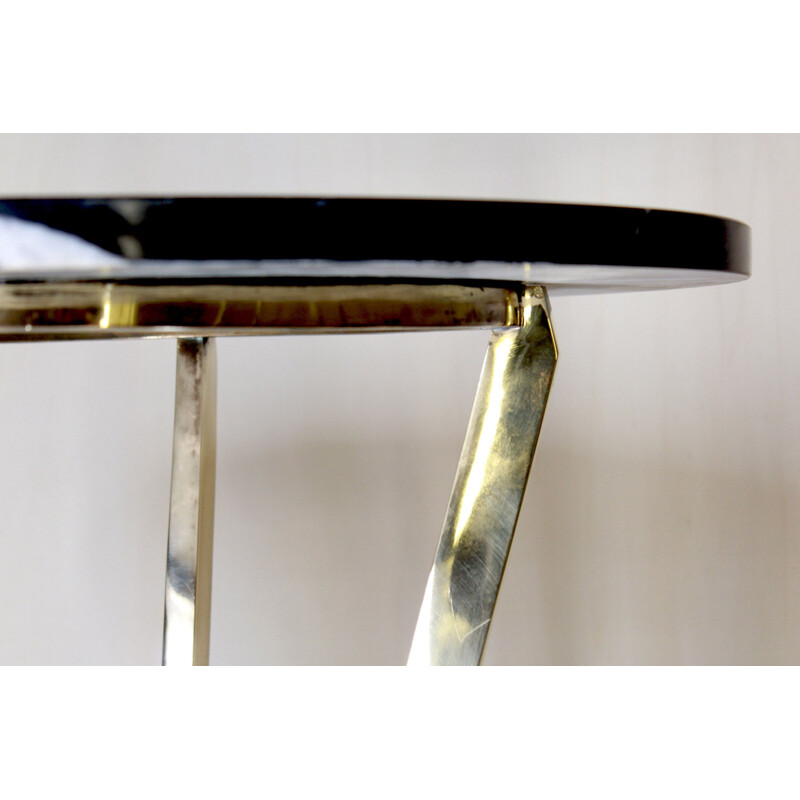 Vintage marble coffee table with brass frame 1970