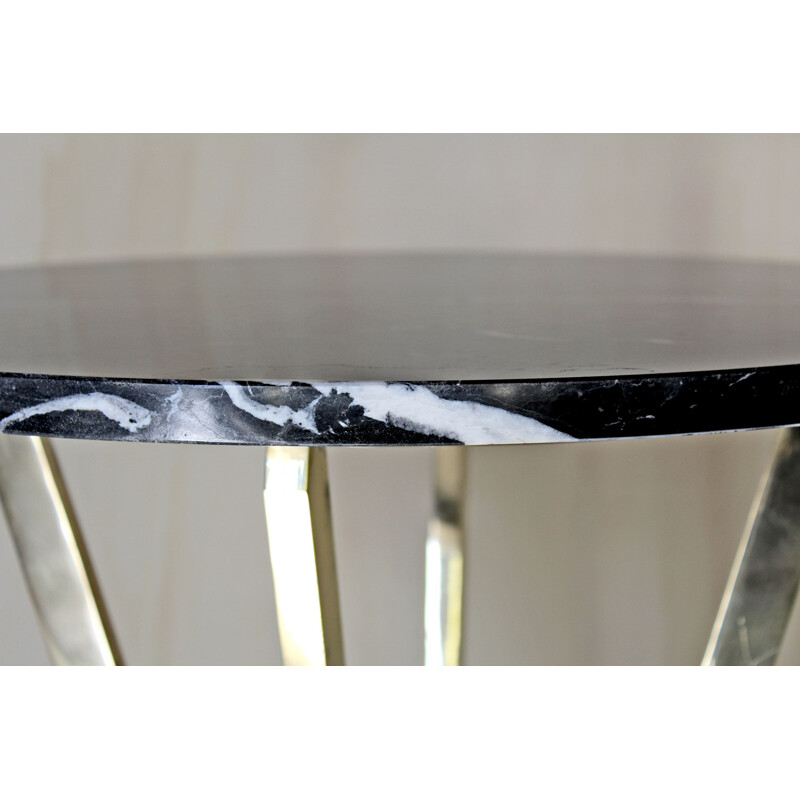 Table basse vintage en marbre avec structure en laiton 1970