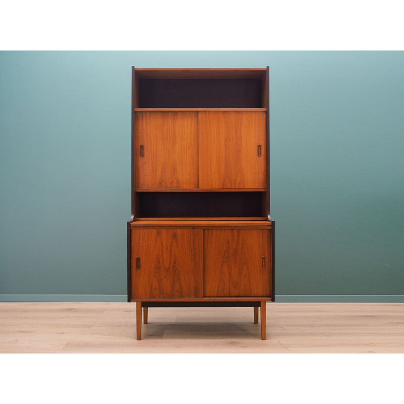 Vintage teak bookcase with bar Denmark 1970