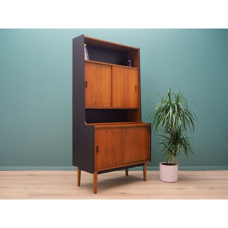 Vintage teak bookcase with bar Denmark 1970