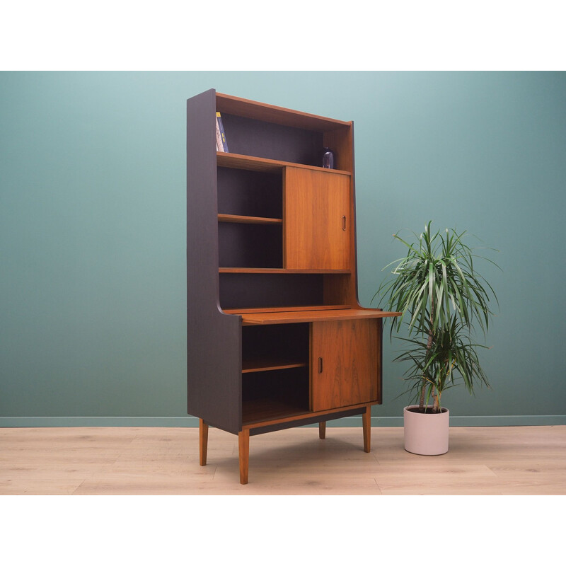 Vintage teak bookcase with bar Denmark 1970