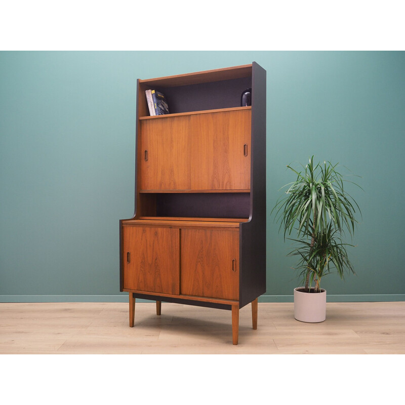 Vintage teak bookcase with bar Denmark 1970