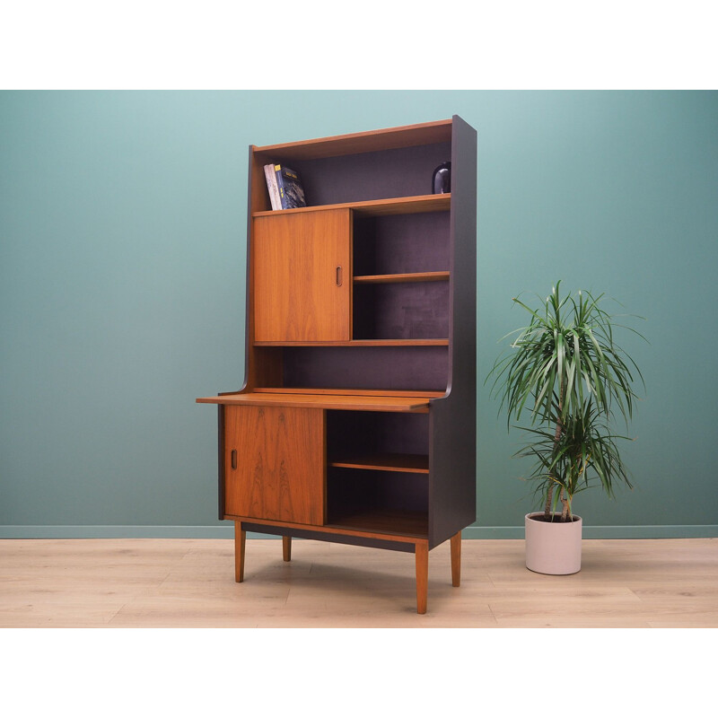 Vintage teak bookcase with bar Denmark 1970