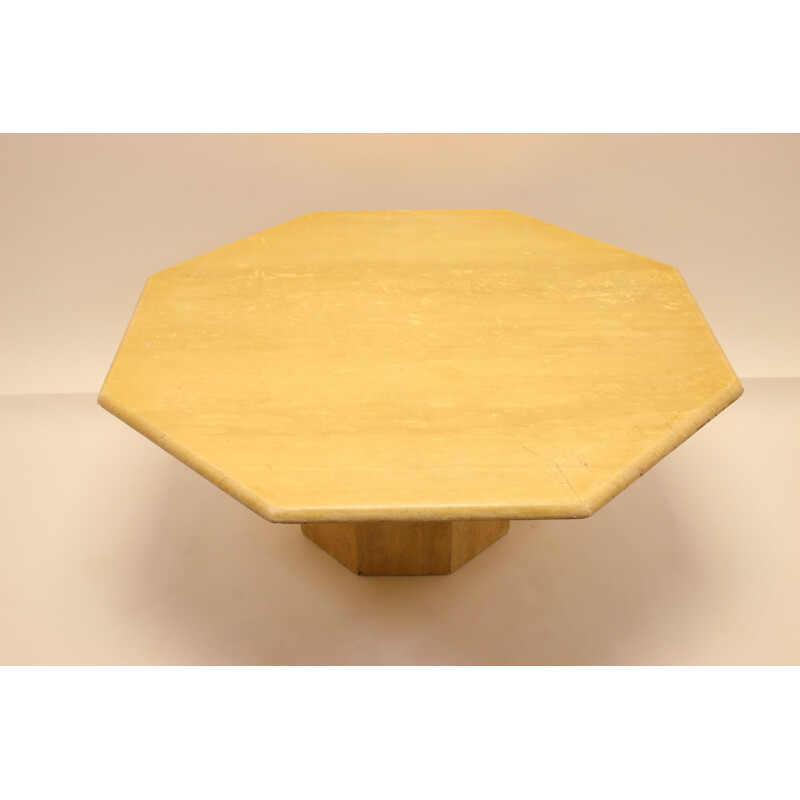 Table basse vintage à 8 angles en marbre de travetin