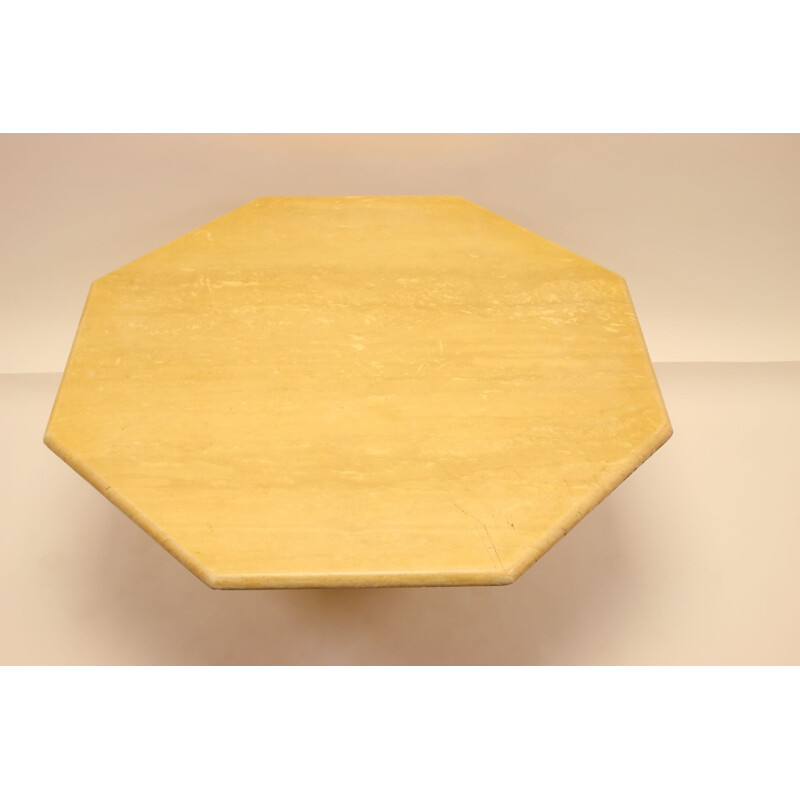 Table basse vintage à 8 angles en marbre de travetin