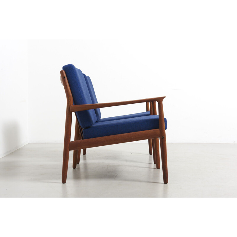 Pair of vintage teak armchairs by Grete Jalk for Glostrup Møbelfabrik Denmark 1960