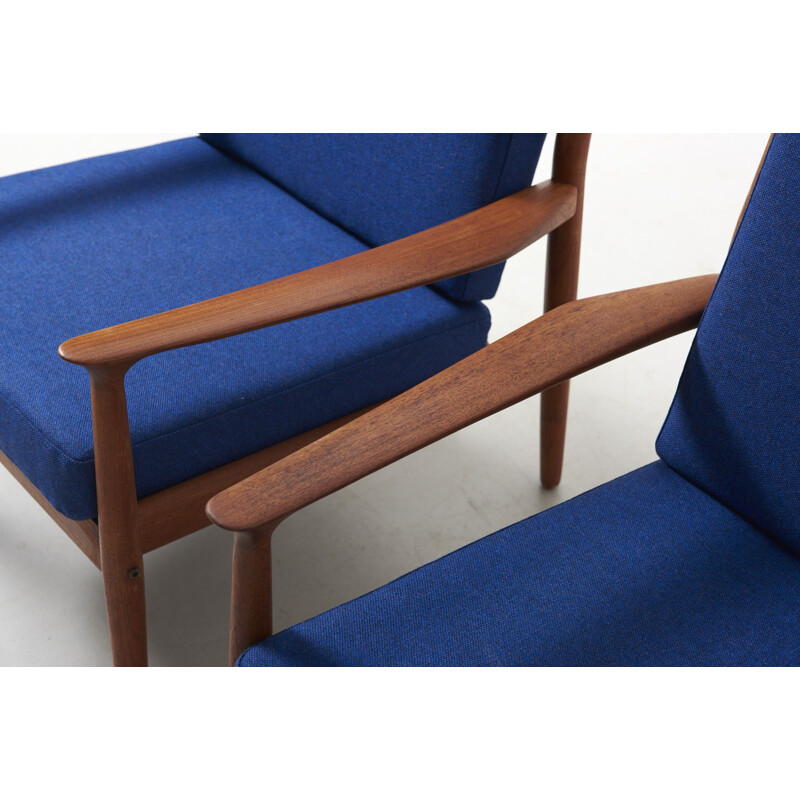 Pair of vintage teak armchairs by Grete Jalk for Glostrup Møbelfabrik Denmark 1960