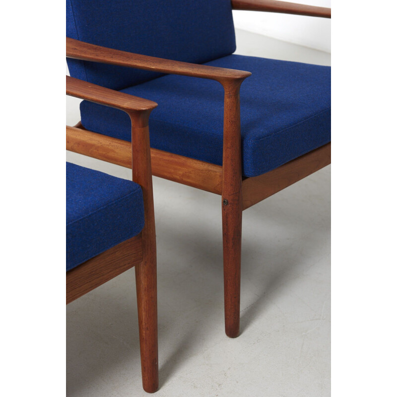 Pair of vintage teak armchairs by Grete Jalk for Glostrup Møbelfabrik Denmark 1960