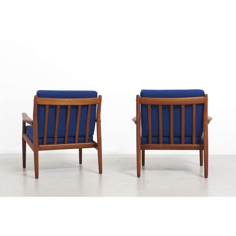 Pair of vintage teak armchairs by Grete Jalk for Glostrup Møbelfabrik Denmark 1960