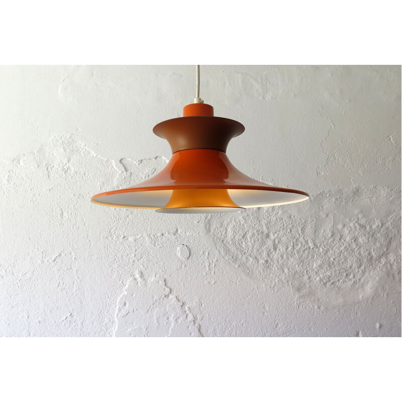 Vintage orange and brown danish hanging lamp