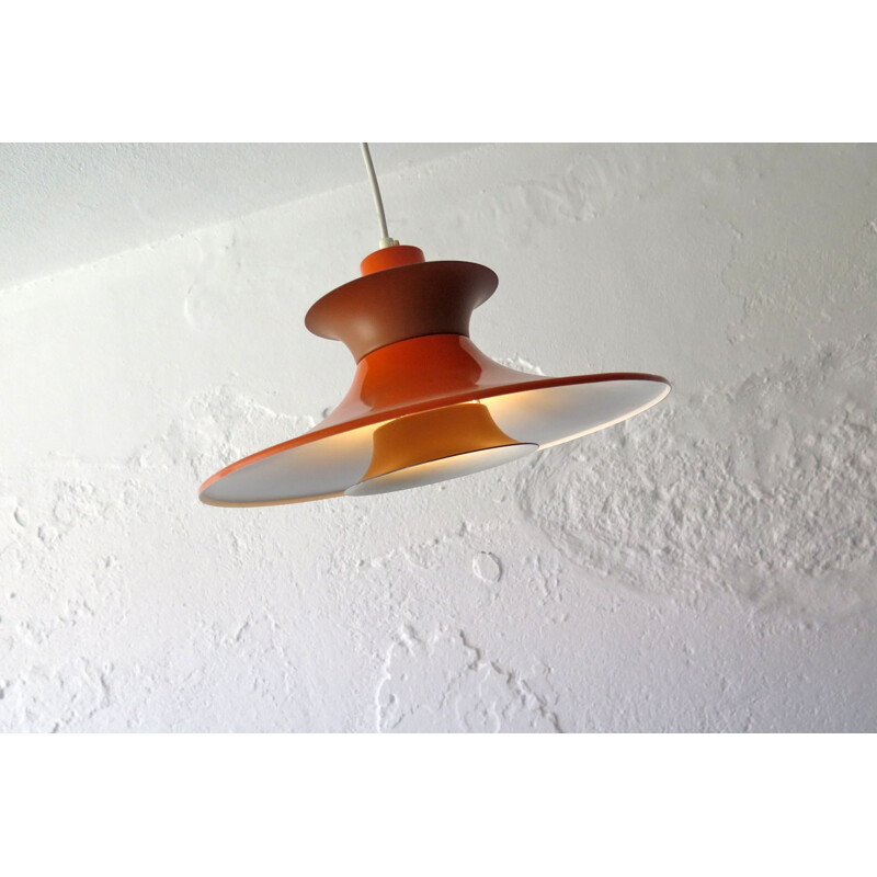 Vintage orange and brown danish hanging lamp