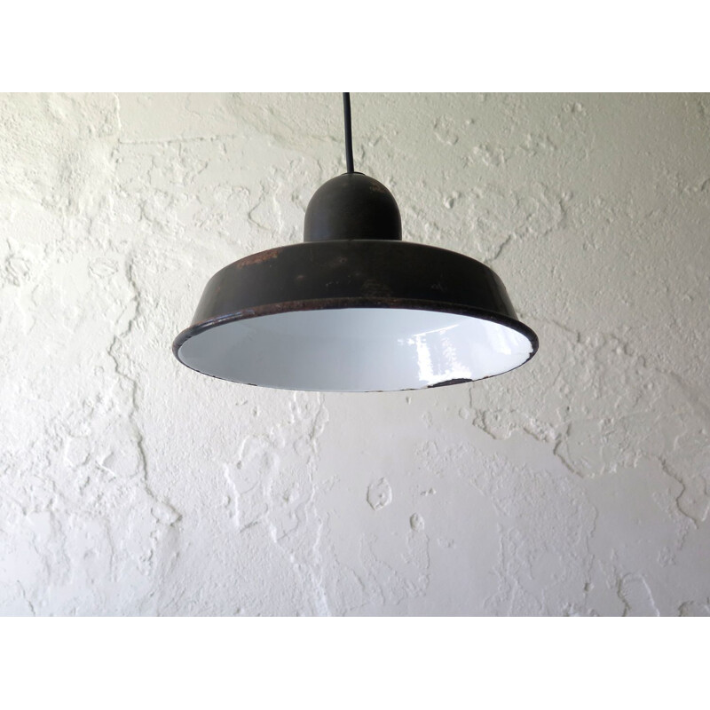 Vintage industrial suspension lamp 1950