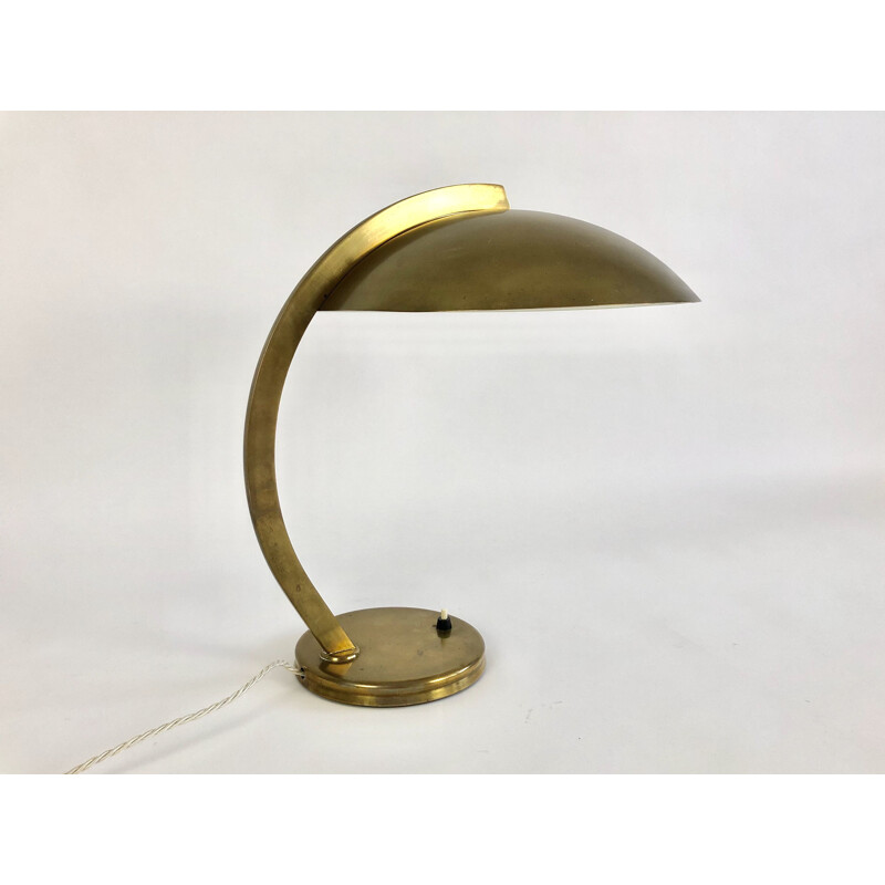 Vintage brass Bauhaus table lamp from Hillebrand 1930