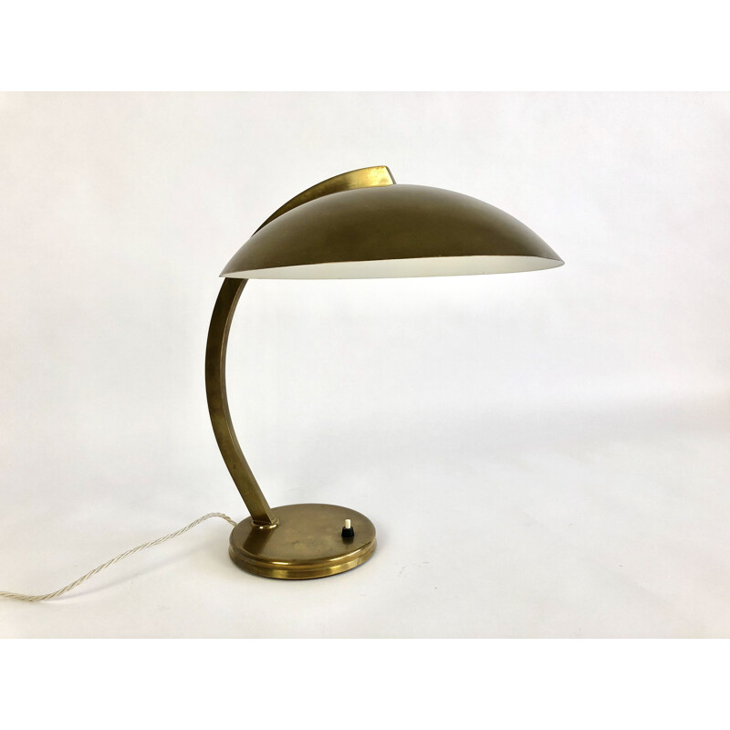 Lampe de table vintage en laiton Bauhaus de Hillebrand 1930