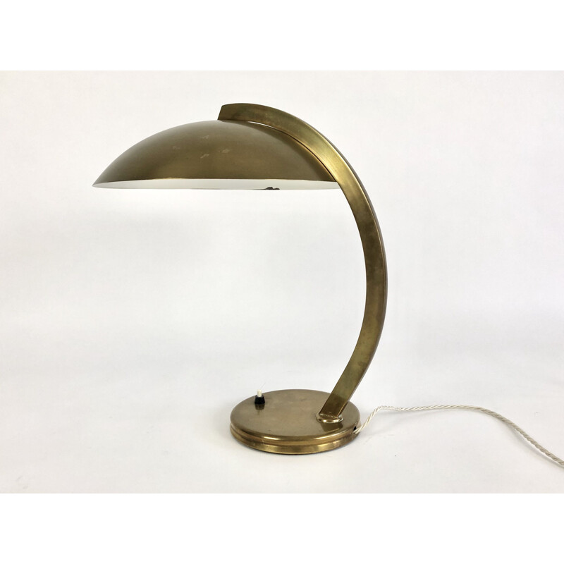 Lampe de table vintage en laiton Bauhaus de Hillebrand 1930