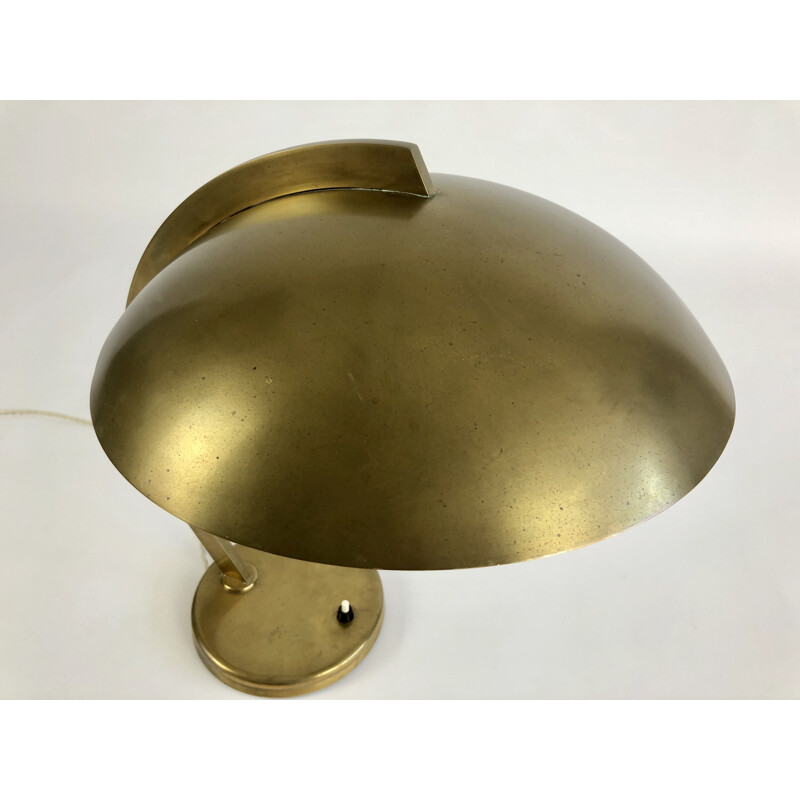 Vintage brass Bauhaus table lamp from Hillebrand 1930