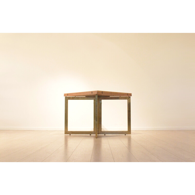 French table in wood and brass - 1960s